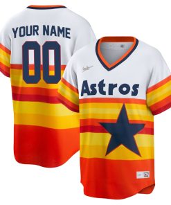 Custom Houston Astros Orange Rainbow Cooperstown Cool Base Jersey
