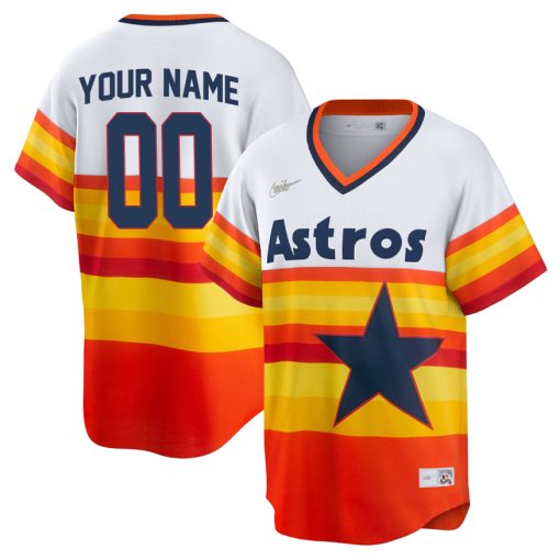 Custom Houston Astros Orange Rainbow Cooperstown Cool Base Jersey