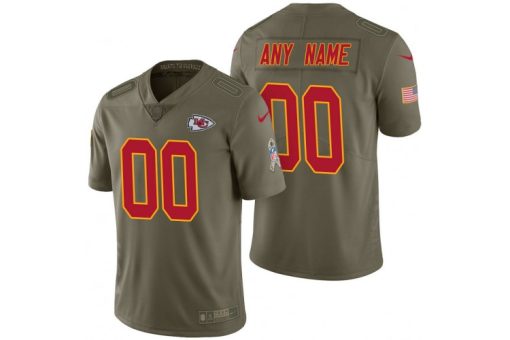 Custom Kansas City Chiefs Olive Stitched NFL Limited 2017 Salute To Service Jersey