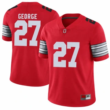 Eddie George Ohio State Buckeyes number 27 scarlet college football jersey front and back