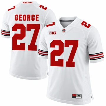 Eddie George Ohio State Buckeyes number 27 white and scarlet college football jersey front and back