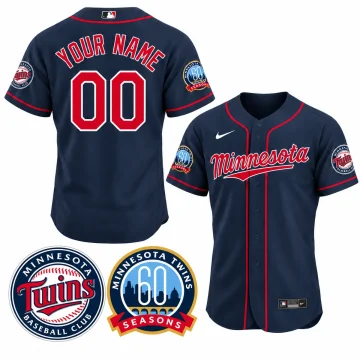 Custom Minnesota Twins navy Minnesota script baseball jersey with YOUR NAME and 00, front and back