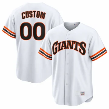 Custom San Francisco Giants Cooperstown white jersey, front and CUSTOM 00 back on white background.