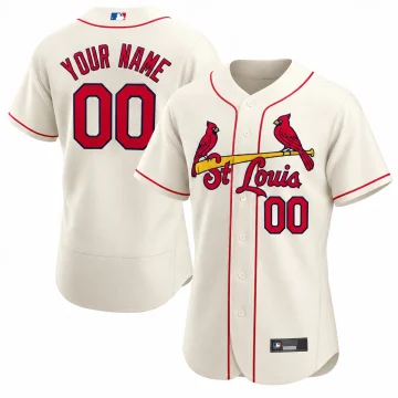 Custom St. Louis Cardinals cream jersey, front and back with YOUR NAME and 00, on a white background.