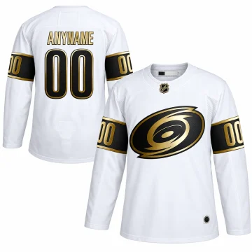 Custom Carolina Hurricanes Golden Edition white jersey, front and back