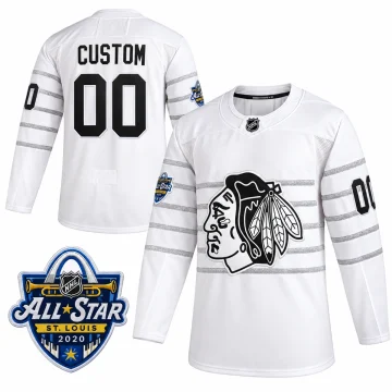Chicago Blackhawks 2020 All-Star white custom hockey jersey, front and back
