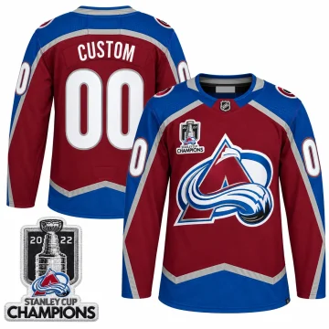 Custom Colorado Avalanche burgundy 2022 Stanley Cup Champions hockey jersey, front and back