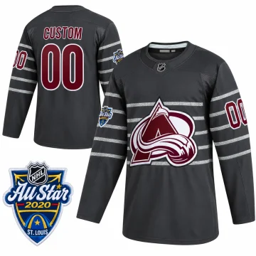 Custom Colorado Avalanche 2020 NHL All-Star Game gray jersey, front and back views with St. Louis patch