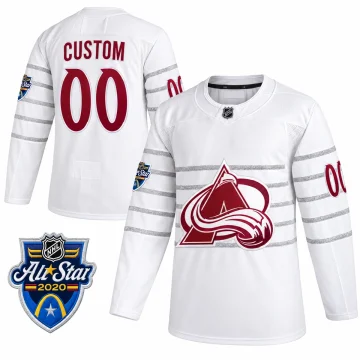Custom Colorado Avalanche 2020 NHL All-Star Game white jersey, front and back views with St. Louis patch