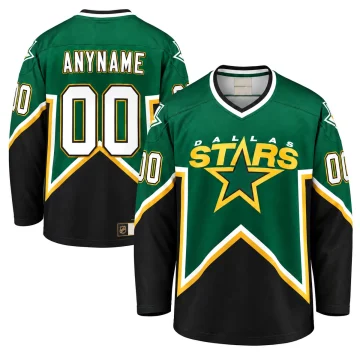 Custom Dallas Stars Heritage Premier Breakaway Kelly Green jersey, front and back view