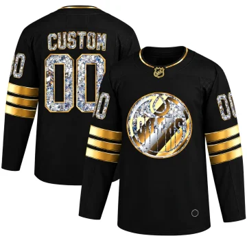 Custom Edmonton Oilers 2022 Stanley Cup Playoffs Black Diamond Edition jersey front and back