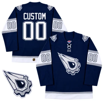 Custom Edmonton Oilers 2022-23 Reverse Retro navy jersey, front and back, with CUSTOM and number 00