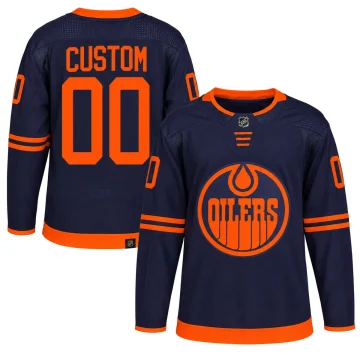 Custom Edmonton Oilers navy alternate jersey, front and back, with CUSTOM and number 00
