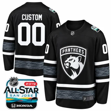 Custom Florida Panthers 2019 NHL All-Star black jersey, front and back with verified San Jose event patch