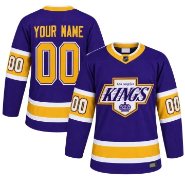 Los Angeles Kings 2020-21 Reverse Retro purple custom jersey, front and back on white background