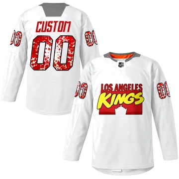 Custom Los Angeles Kings Marvel Super Hero Night white warm-up 2022 jersey, front and back