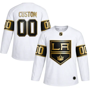Custom Los Angeles Kings Golden Edition white jersey, front and back
