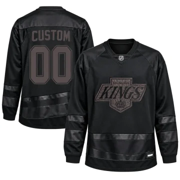 Custom Los Angeles Kings triple black hockey jersey, front and back