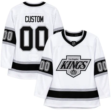 Front and back views of the white Los Angeles Kings 90s Era Heritage custom jersey