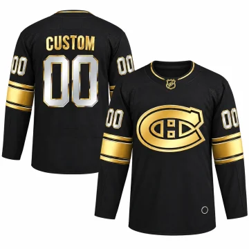 Montreal Canadiens custom 2020-21 Golden Edition black and gold CUSTOM 00 jersey, front and back