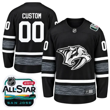 Custom Nashville Predators 2019 All-Star black jersey, front and back with verified San Jose patch