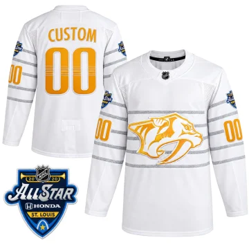 Custom Nashville Predators 2020 All-Star Game white jersey, front and back with verified St. Louis patch