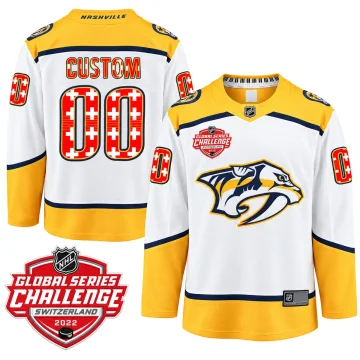 Custom Nashville Predators 2022 Global Series Challenge Switzerland jersey, front and back