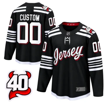 Custom New Jersey Devils 2022-23 40th Anniversary alternate black jersey, front and back with official 40th anniversary patch