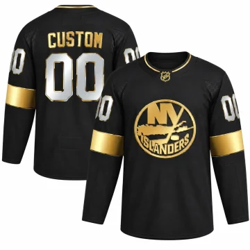 Custom New York Islanders black and gold limited edition jersey, front and back