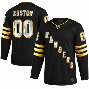 New York Rangers Golden Edition black custom jersey, front and back