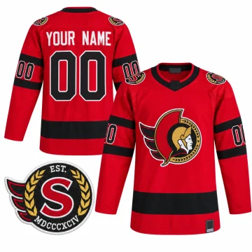 Ottawa Senators 2020-21 Reverse Retro red custom hockey jersey, front and back with verified shoulder patch