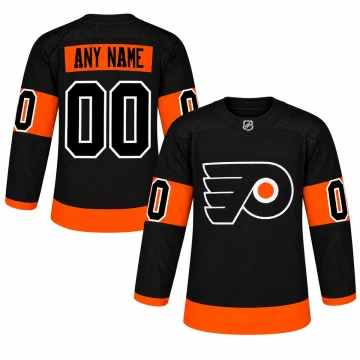 Philadelphia Flyers 2018-19 black third alternate custom hockey jersey front and back