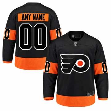 Philadelphia Flyers 2019 black alternate custom hockey jersey front and back