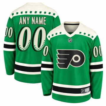 Custom Philadelphia Flyers 2021 St Patrick's Day green jersey, front and back