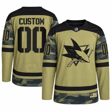 Custom San Jose Sharks Military Appreciation camo practice jersey front and back