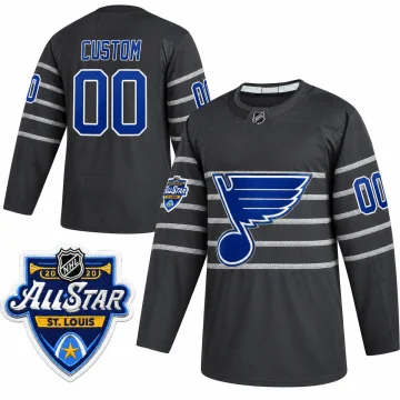 Custom St Louis Blues 2020 NHL All-Star Game gray jersey, front and back with authentic St. Louis All-Star patch