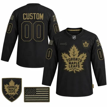 Toronto Maple Leafs 2020 Veterans Day black CUSTOM 00 jersey front and back with military patches