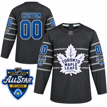 Custom Toronto Maple Leafs 2020 All-Star gray jersey front and back with 2020 NHL All-Star St. Louis patch