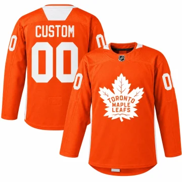 Toronto Maple Leafs Every Child Matters 2022 orange warmup jersey, front and back, CUSTOM 00