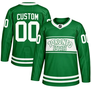 Toronto St. Pats green and white custom hockey jersey, front and back