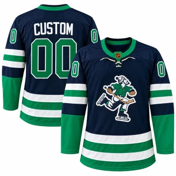 Vancouver Canucks navy and green 2022-23 Reverse Retro custom jersey, front and back, CUSTOM 00