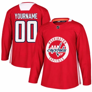 Washington Capitals red practice custom jersey front and back
