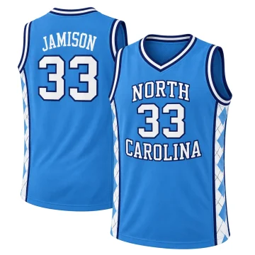 Antawn Jamison number 33 North Carolina light blue basketball jersey front and back with argyle sides