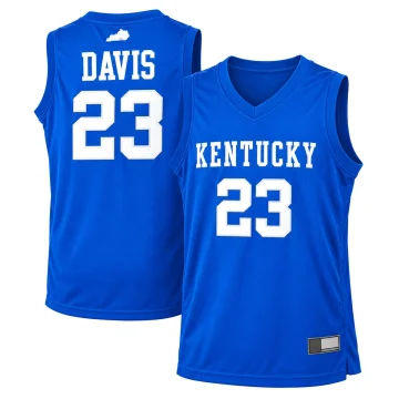 Anthony Davis number 23 Kentucky Wildcats royal blue V-neck basketball jersey front and back