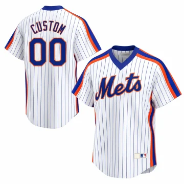 Custom New York Mets Cooperstown Collection home jersey in white, front and back