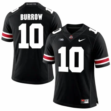 Joe Burrow Ohio State Buckeyes number 10 black football jersey front and back