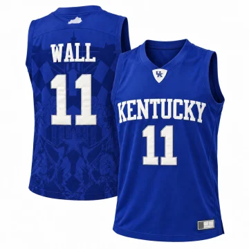 John Wall Kentucky Wildcats number 11 royal blue basketball jersey with tonal back graphics, front and back
