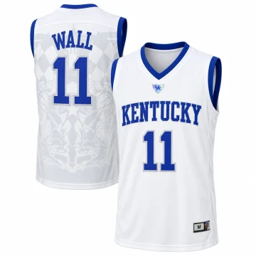 John Wall Kentucky Wildcats number 11 white basketball jersey with tonal back graphics, front and back
