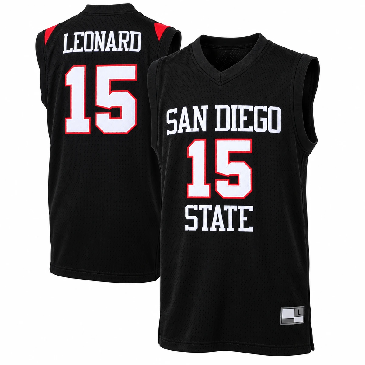 Kawhi Leonard San Diego State Aztecs #15 Black Basketball Jersey Kawhi Leonard San Diego State Aztecs number 15 black basketball jersey, front and back
