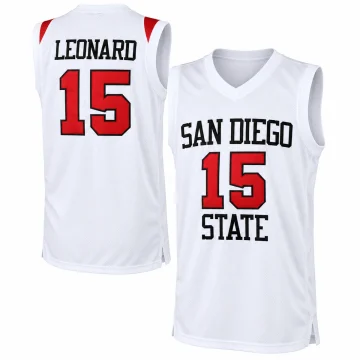 Kawhi Leonard San Diego State Aztecs number 15 white basketball jersey, front and back